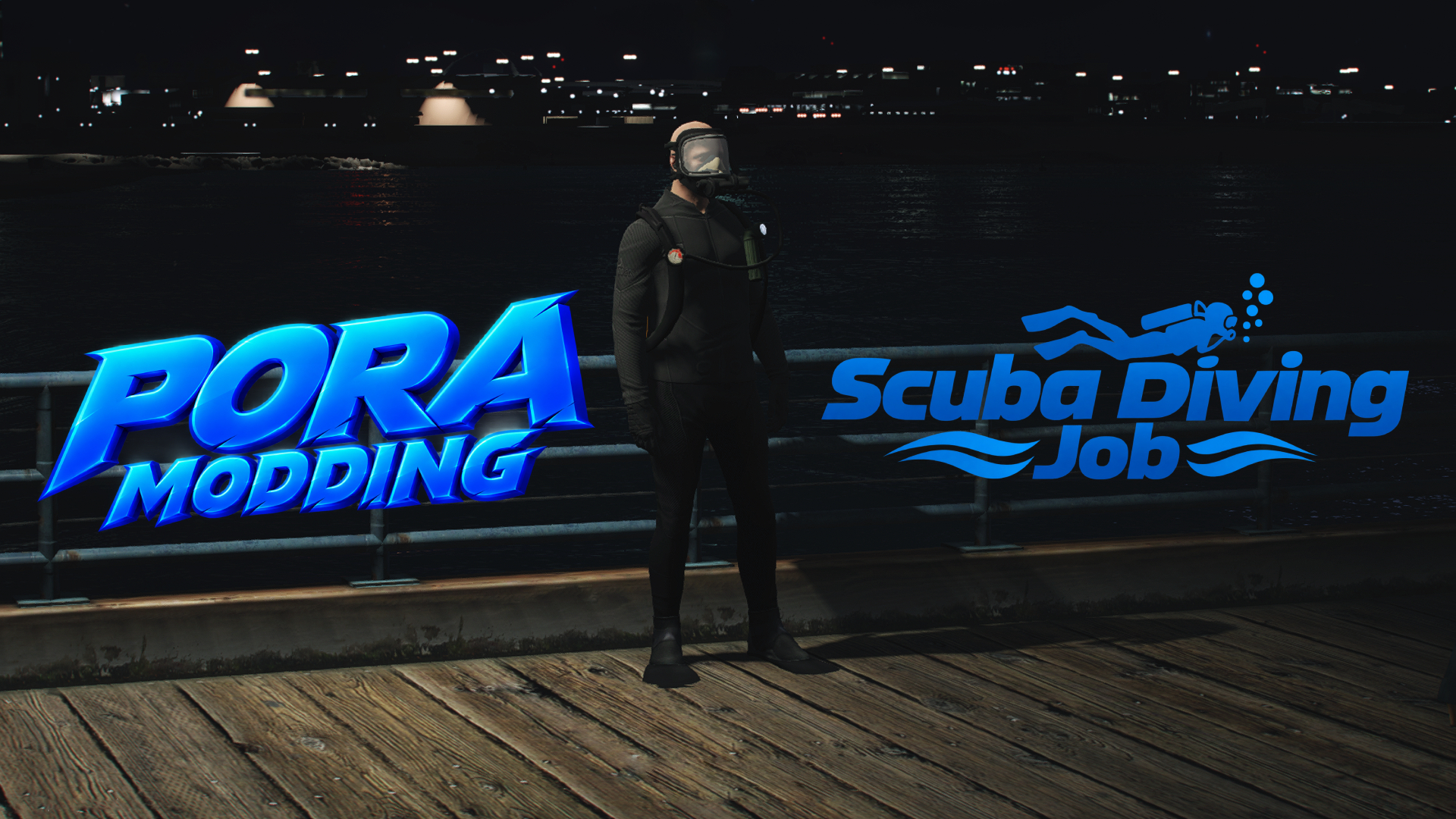 Scuba Diving Job showcase with a diver on the pier